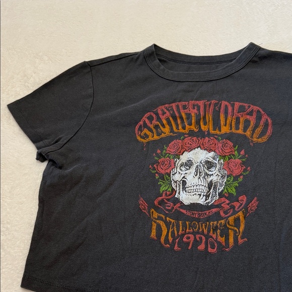 Grateful Dead womens Black Halloween Crop top Tee - Picture 2 of 7